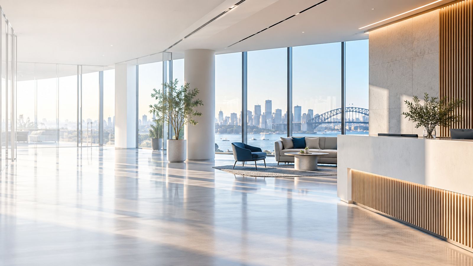Clean office reception area