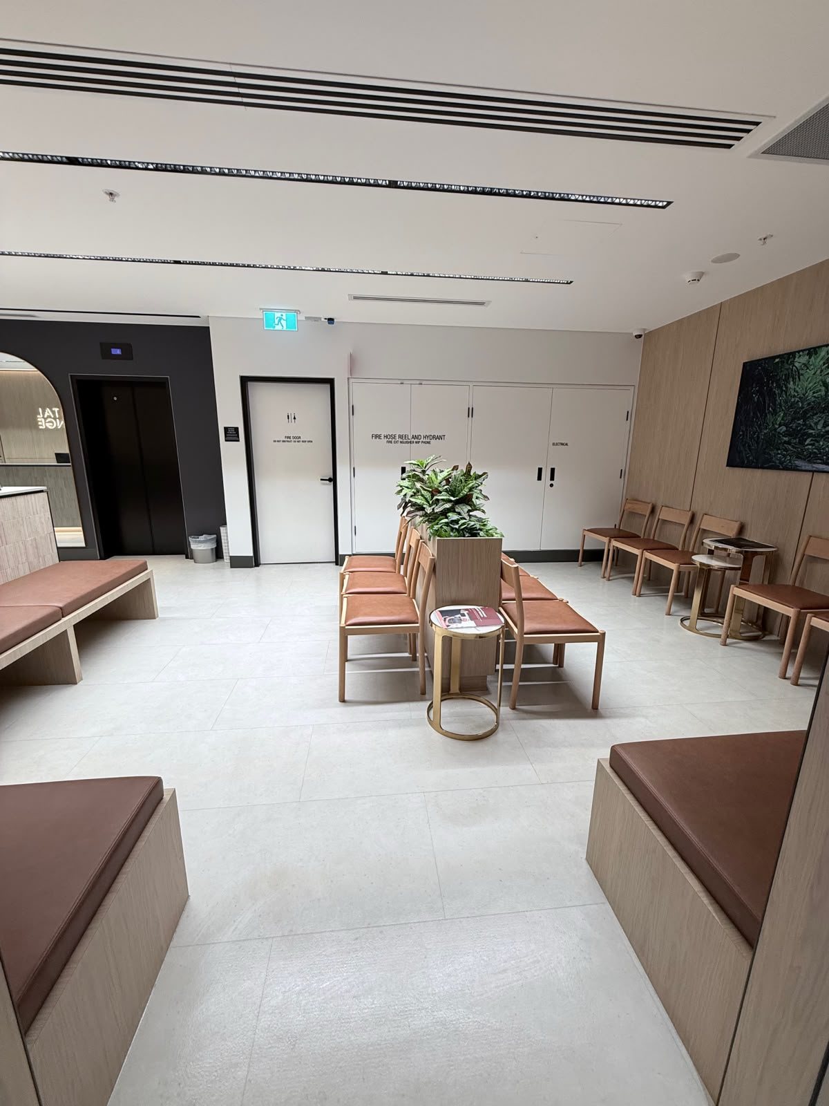 Clinic waiting room and reception area after a clean